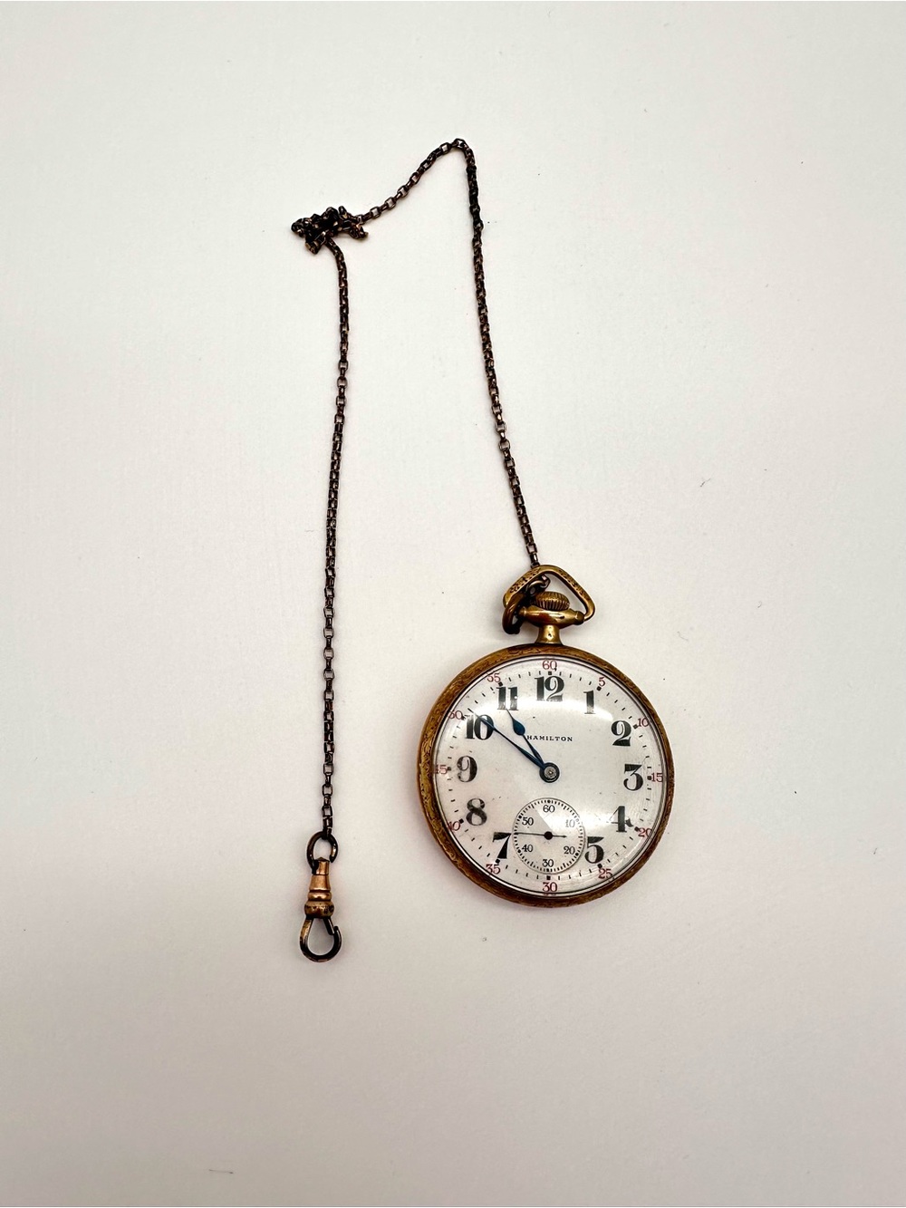 Antique Hamilton Grade 974 Pocket Watch 17 Jewels Gold Filled w/ Chain